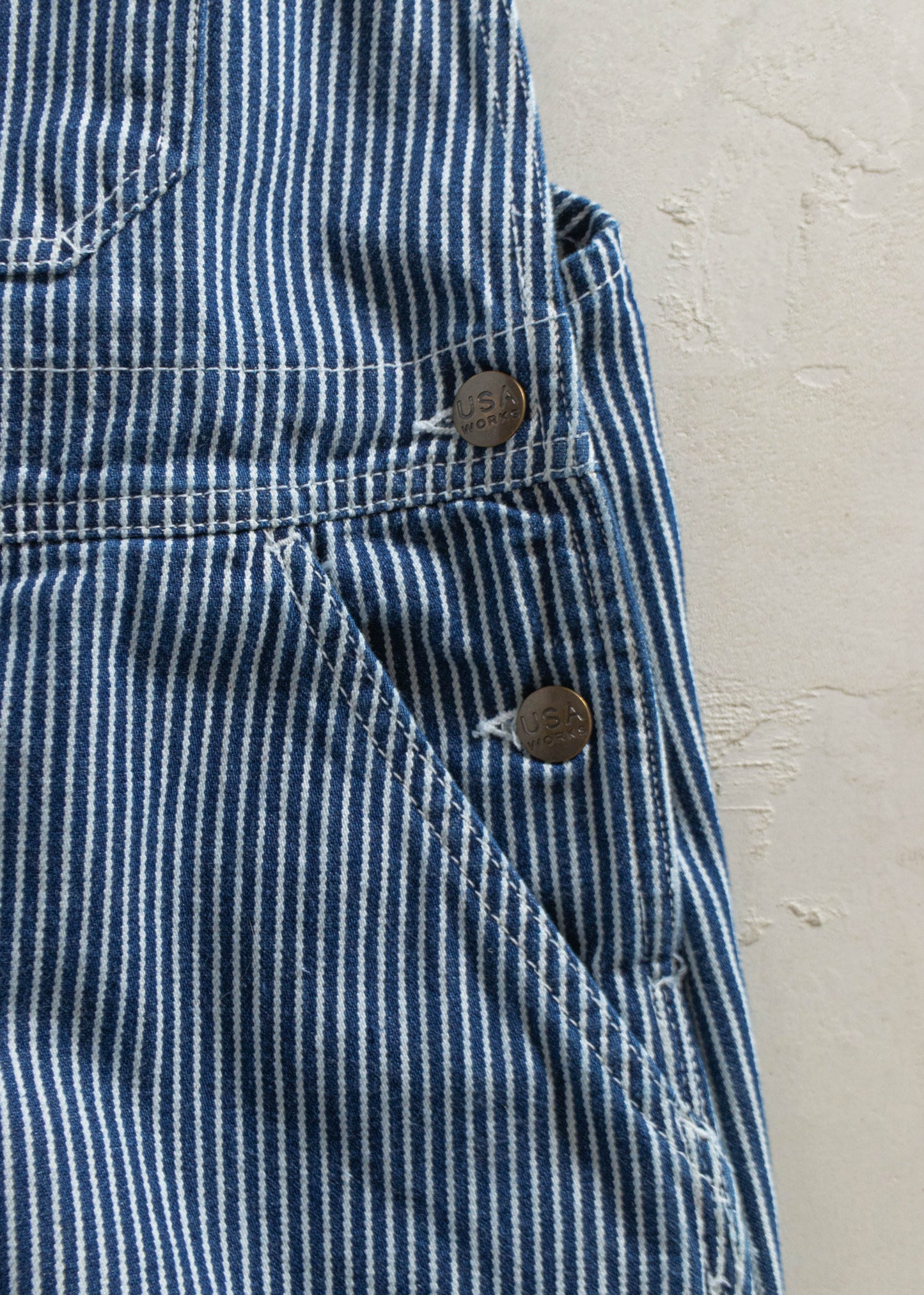 1980s USA Works Deadstock Hickory Stripes Overalls Size L/XL