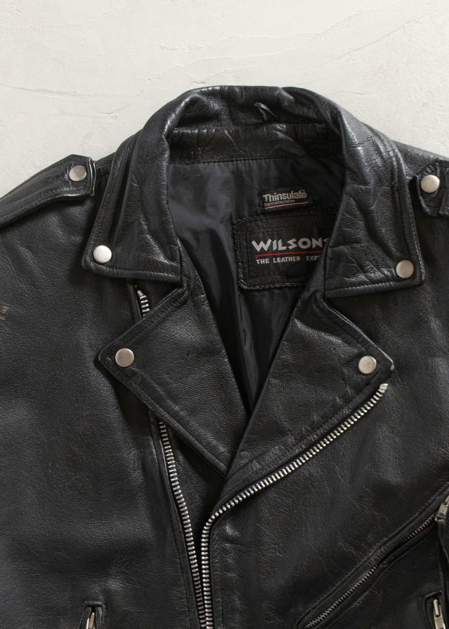 Vintage 1990s Wilsons Motorcycle Leather Jacket Size S/M