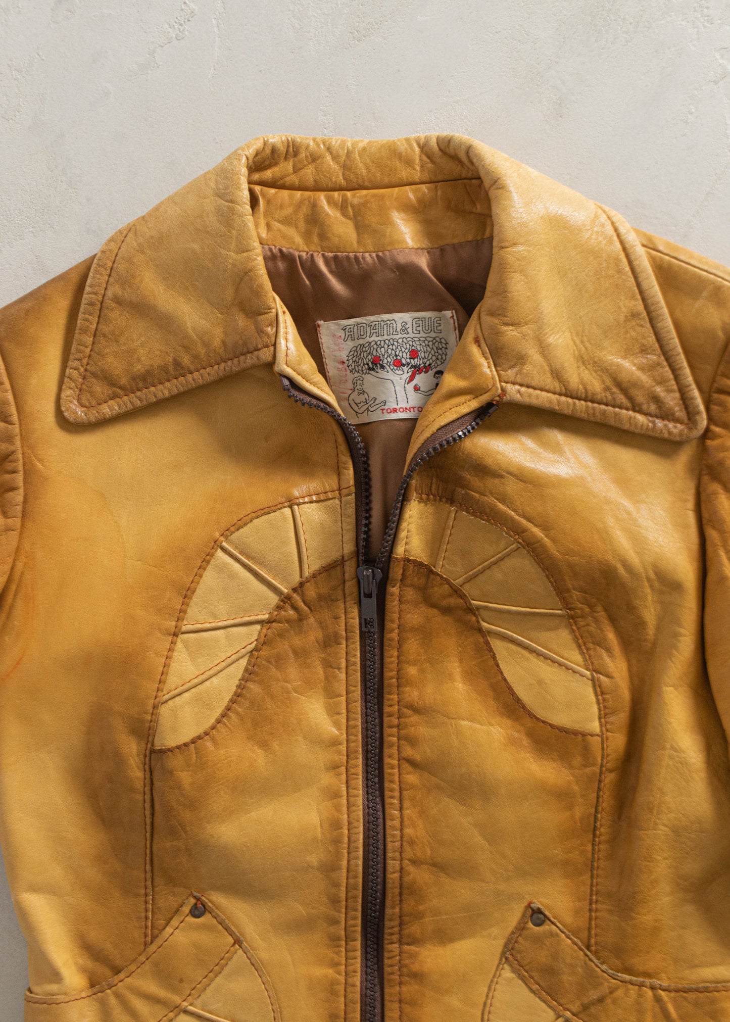 1970s Adam & Eve Sunrise Leather Jacket Size 2XS/XS