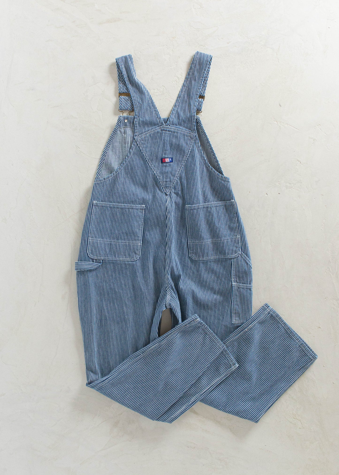 1980s USA Works Deadstock Hickory Stripes Overalls Size L/XL