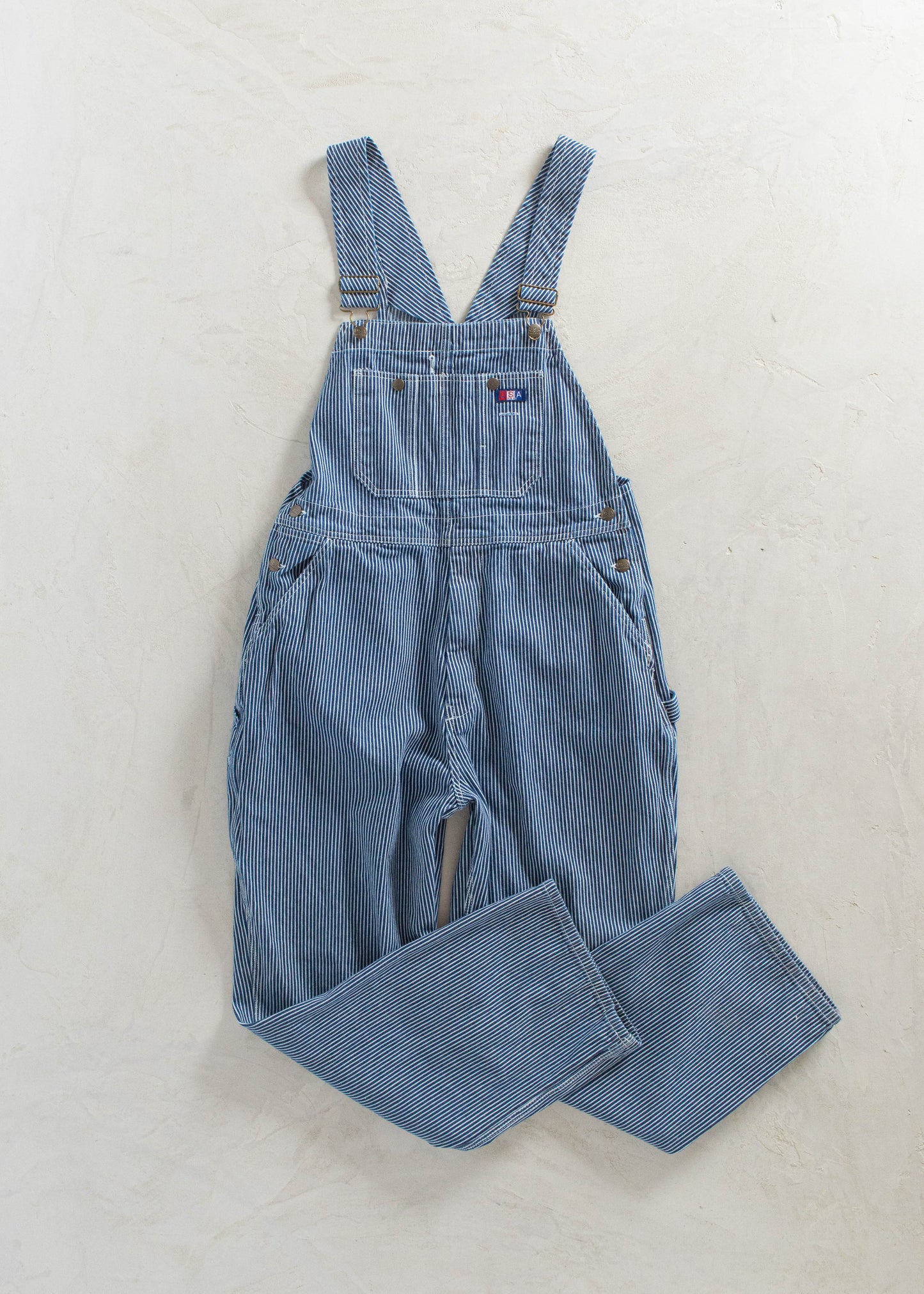 1980s USA Works Deadstock Hickory Stripes Overalls Size L/XL