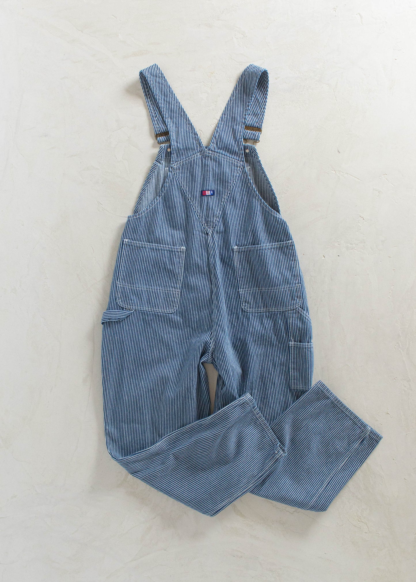 1980s USA Works Deadstock Hickory Stripes Overalls Size L/XL