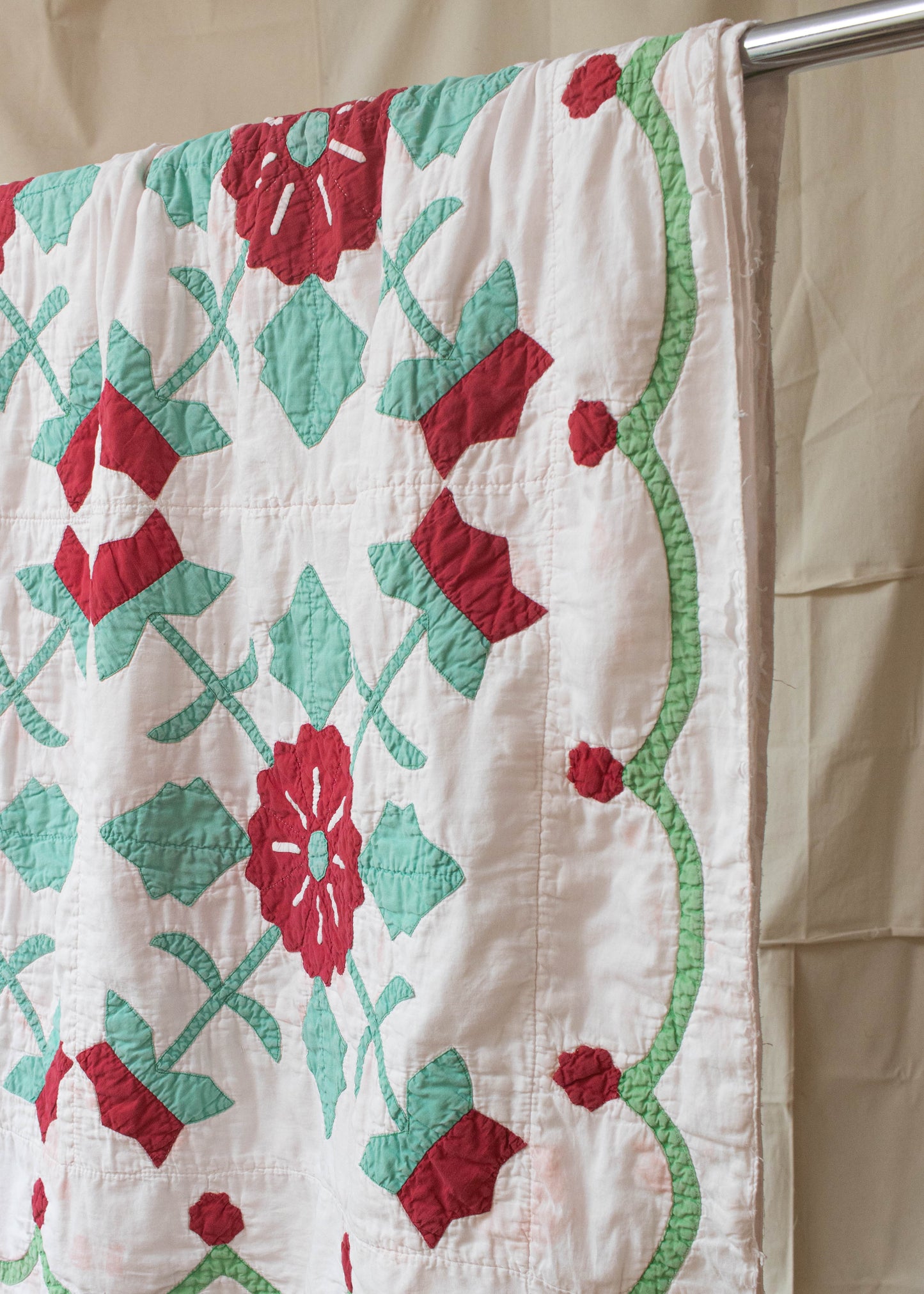 Antique Patchwork Floral Pattern Quilt Blanket Size Full/Double