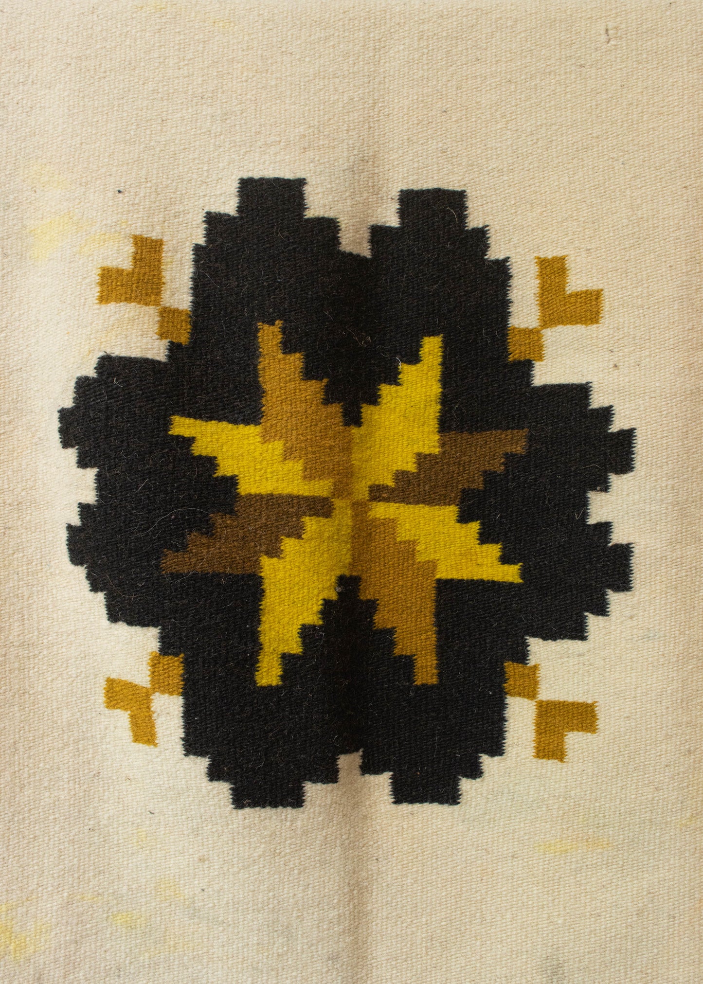Vintage 1970s Geometric Floral Pattern Wool Throw Blanket
