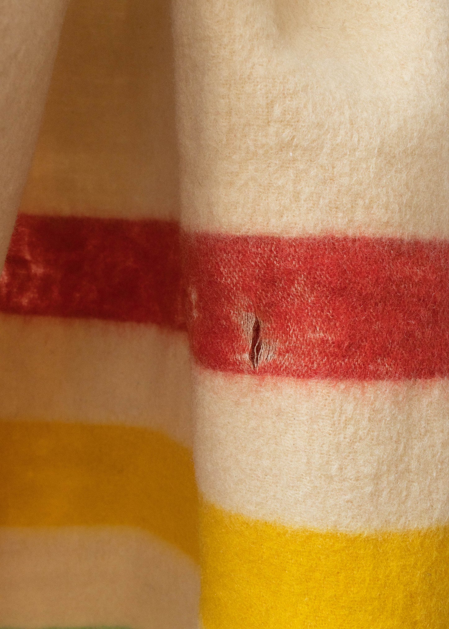 Vintage Stripe Pattern Wool Blanket Size Twin