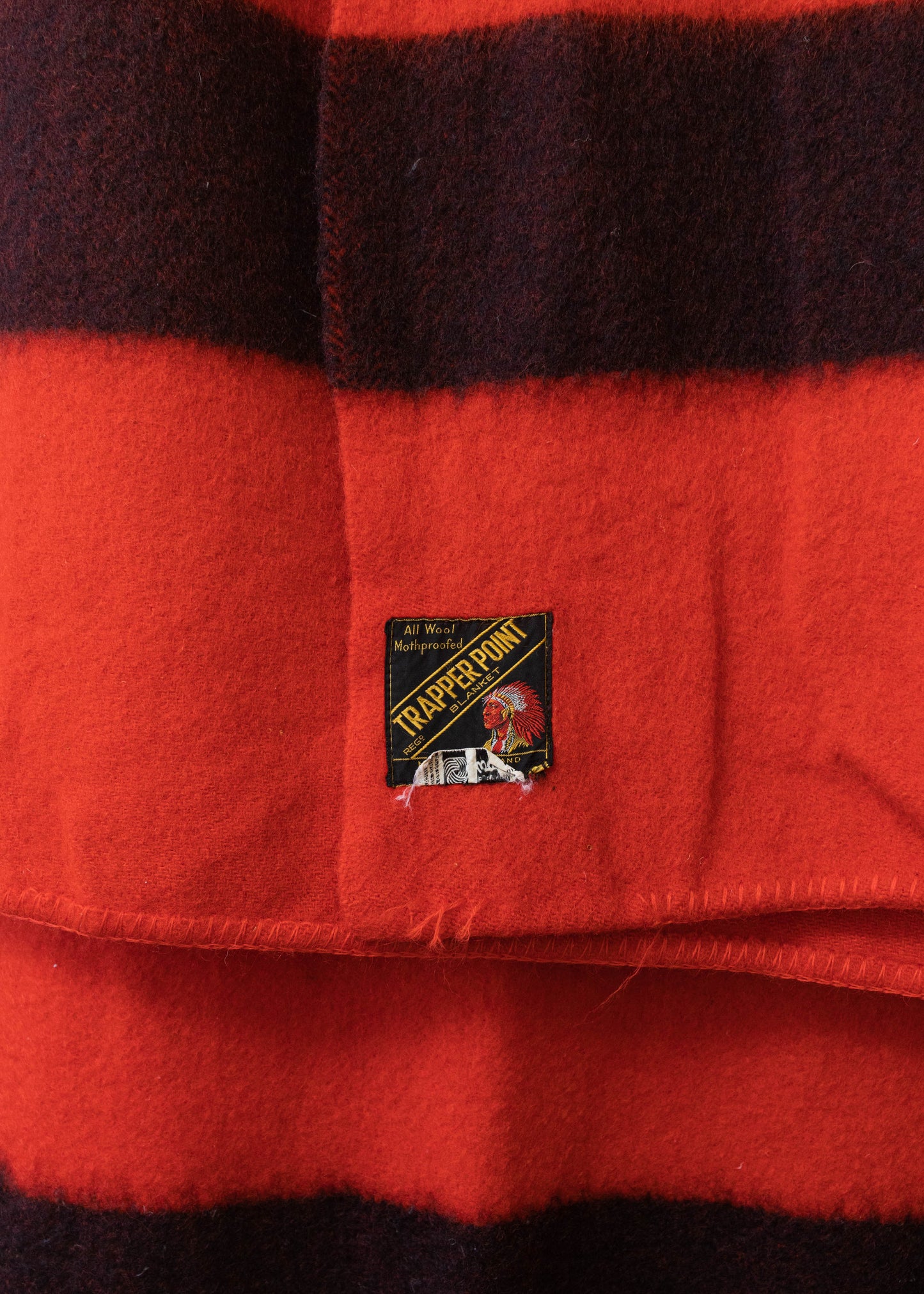 Vintage 1960s Eaton's Trapper Point 4 Point Stripe Pattern Wool Blanket Size Twin
