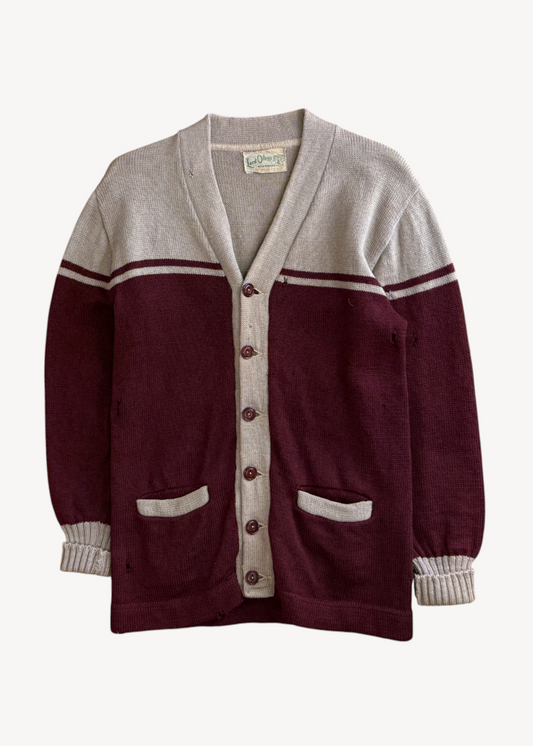 Vintage 1960s Lord Oliver Sportswear Varsity Letterman Wool Cardigan Size XS/S