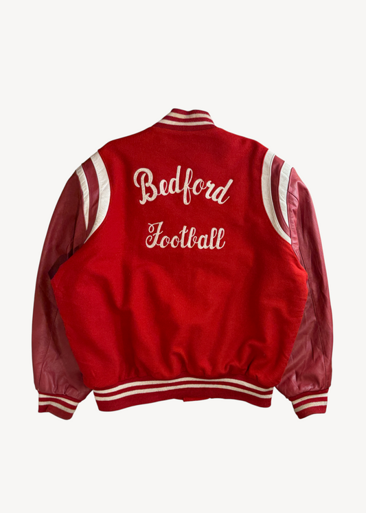 Vintage 1980s Holloway "Bedford Football" Varsity Letterman Jacket Size 2XL/3XL