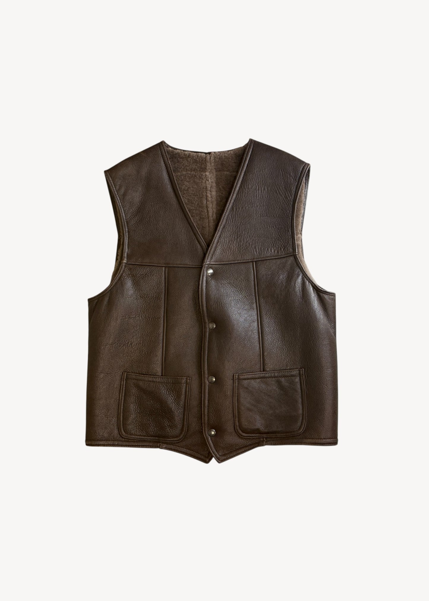 Vintage Leather and Sheepskin Shearling Vest Size S/M