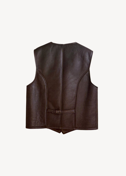 Vintage Leather and Sheepskin Shearling Vest Size S/M