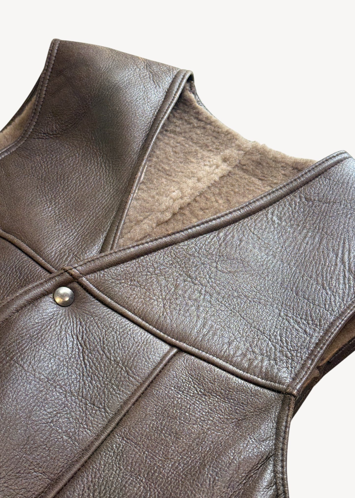 Vintage Leather and Sheepskin Shearling Vest Size S/M