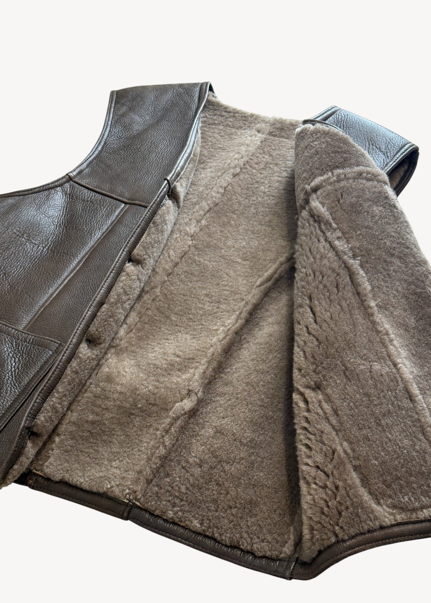 Vintage Leather and Sheepskin Shearling Vest Size S/M