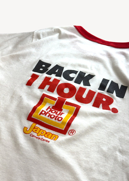 Vintage 1980s Japan Camera "I Got Mine Back in 1 Hour" Ringer T-Shirt Size M/L