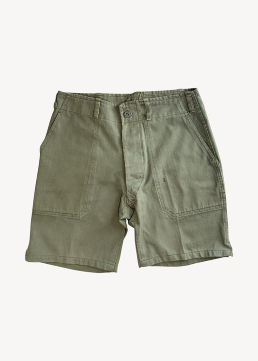 Vintage 1980s Herringbone Twill Military Shorts Size Women's 28 / Men's 30