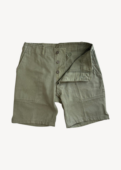 Vintage 1980s Herringbone Twill Military Shorts Size Women's 28 / Men's 30