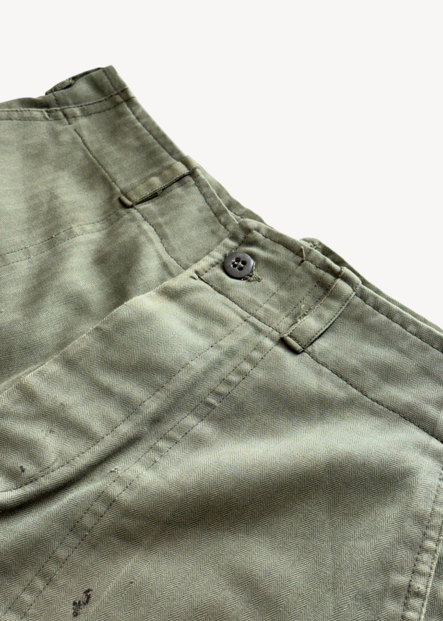Vintage 1980s Herringbone Twill Military Shorts Size Women's 28 / Men's 30