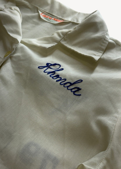 Vintage 1979 "Freshman Cheerleader" Chainstitched Button Up Shirt Size XS/S