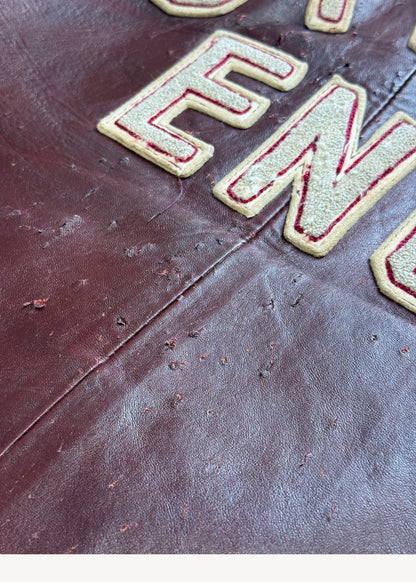 Vintage 1980s Centennial College "Civil Engineering" Leather Varsity Jacket Size S/M