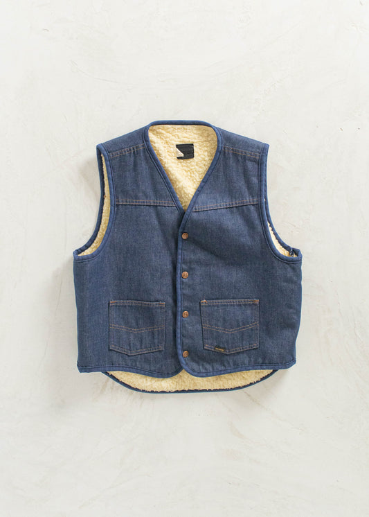 Vintage 1970s Sears Roebucks Sherpa Lined Denim Vest Size M/L