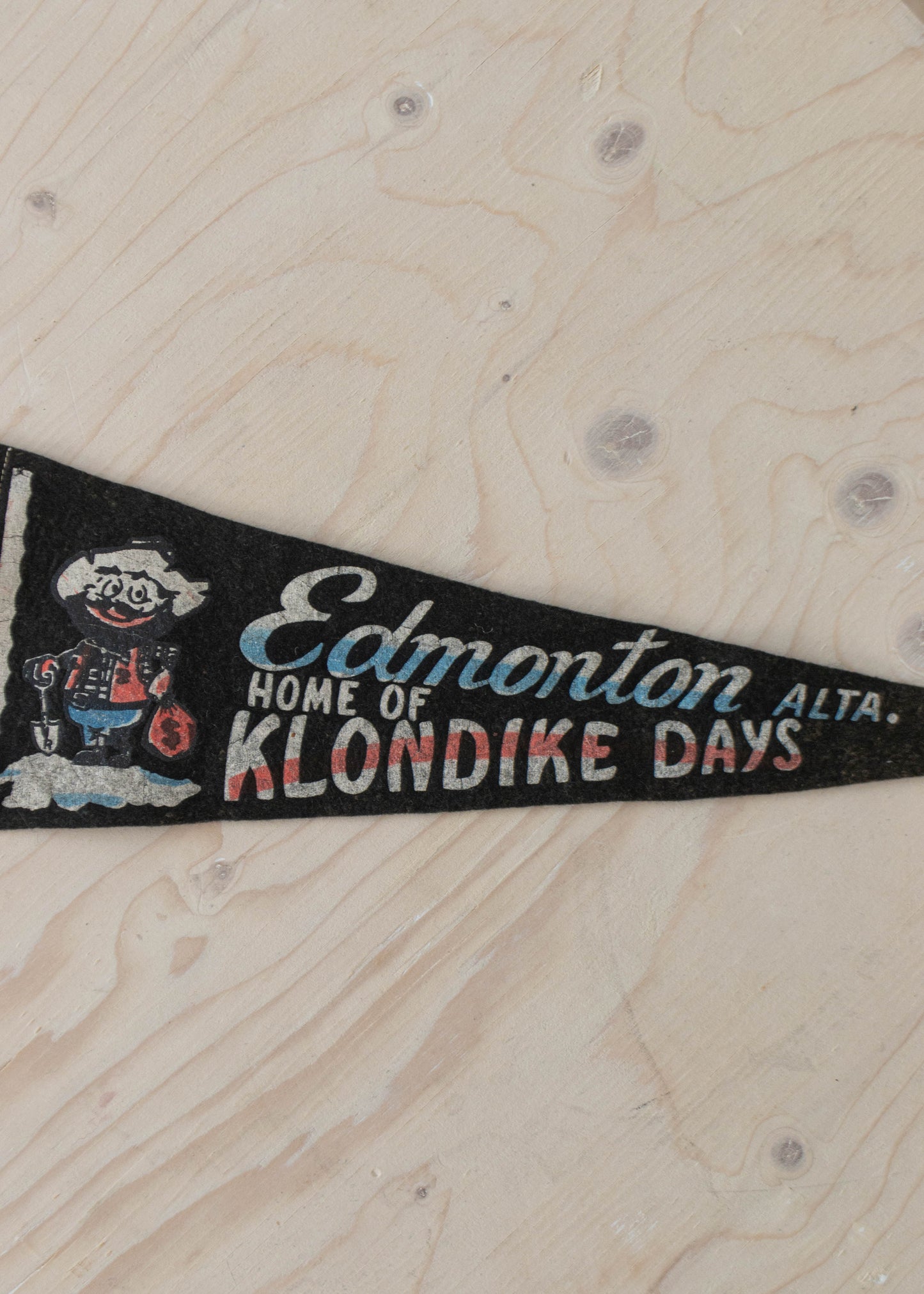 1970s Edmonton Home Of Klondike Days Pennant Flag