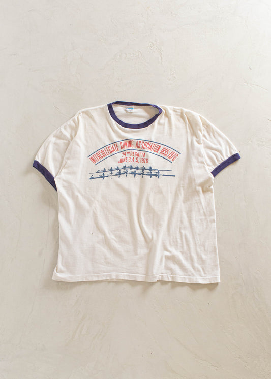 1970s Champion Blue Bar Rowing Association Ringer T-Shirt L/XL