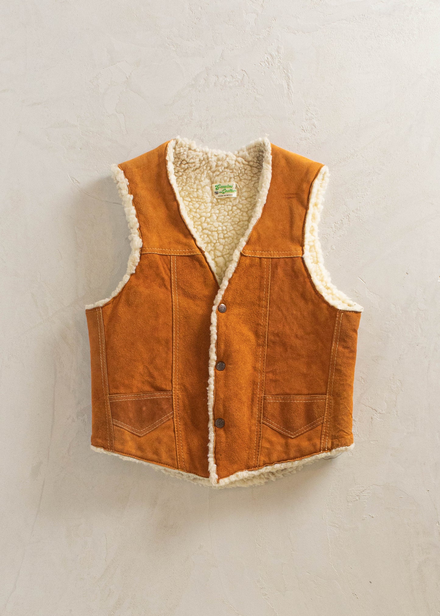 1970s Genuine Leather Sherpa Lined Suede Vest Size XS/S