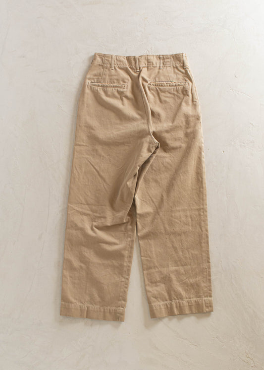 1950s Cotton Twill Military Trousers Size Women's 26 Men's 30