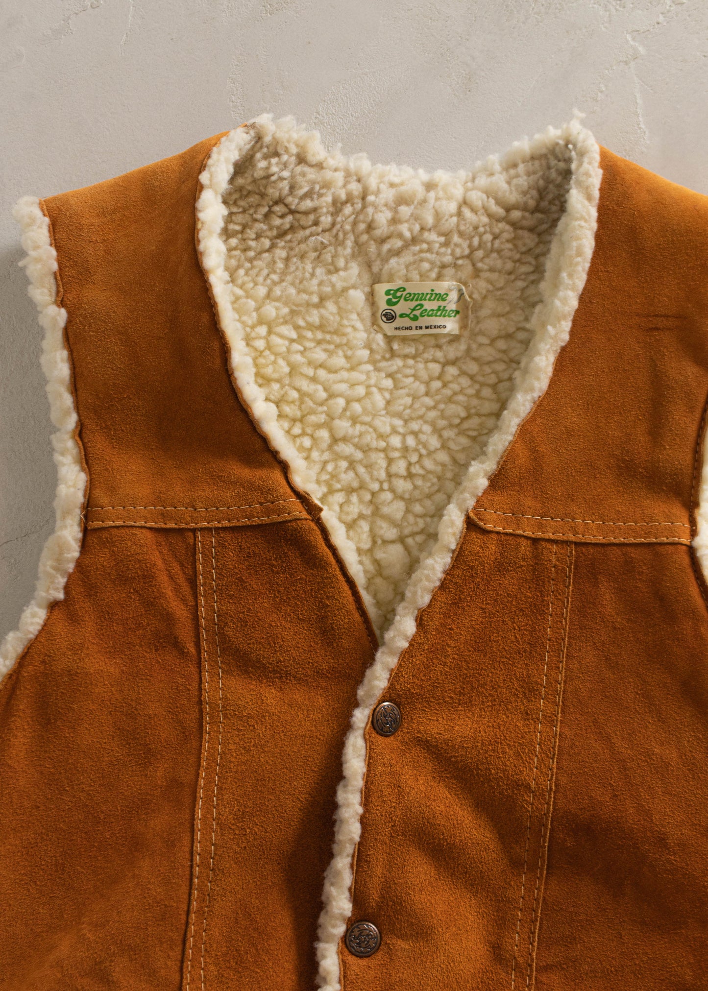1970s Genuine Leather Sherpa Lined Suede Vest Size XS/S