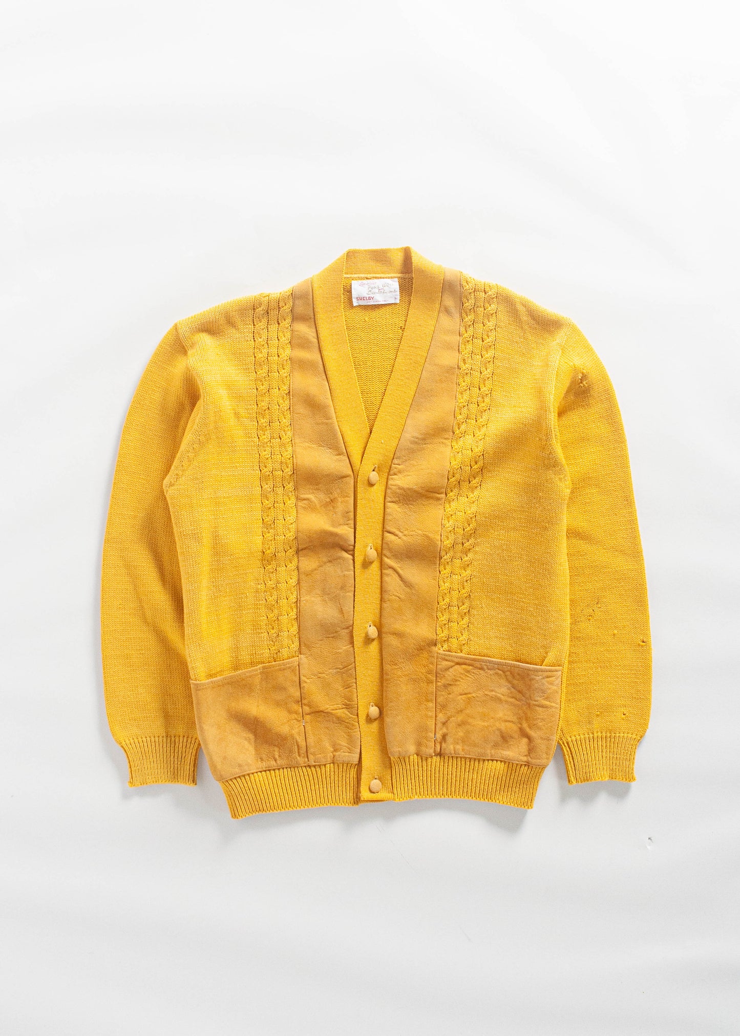 Vintage 1980s Shelby Wool and Suede Cardigan Size M/L