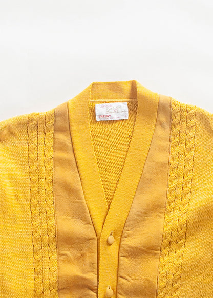 Vintage 1980s Shelby Wool and Suede Cardigan Size M/L