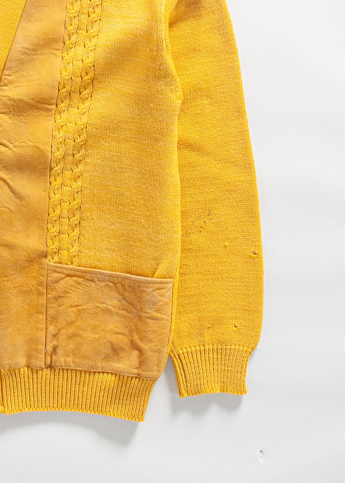 Vintage 1980s Shelby Wool and Suede Cardigan Size M/L