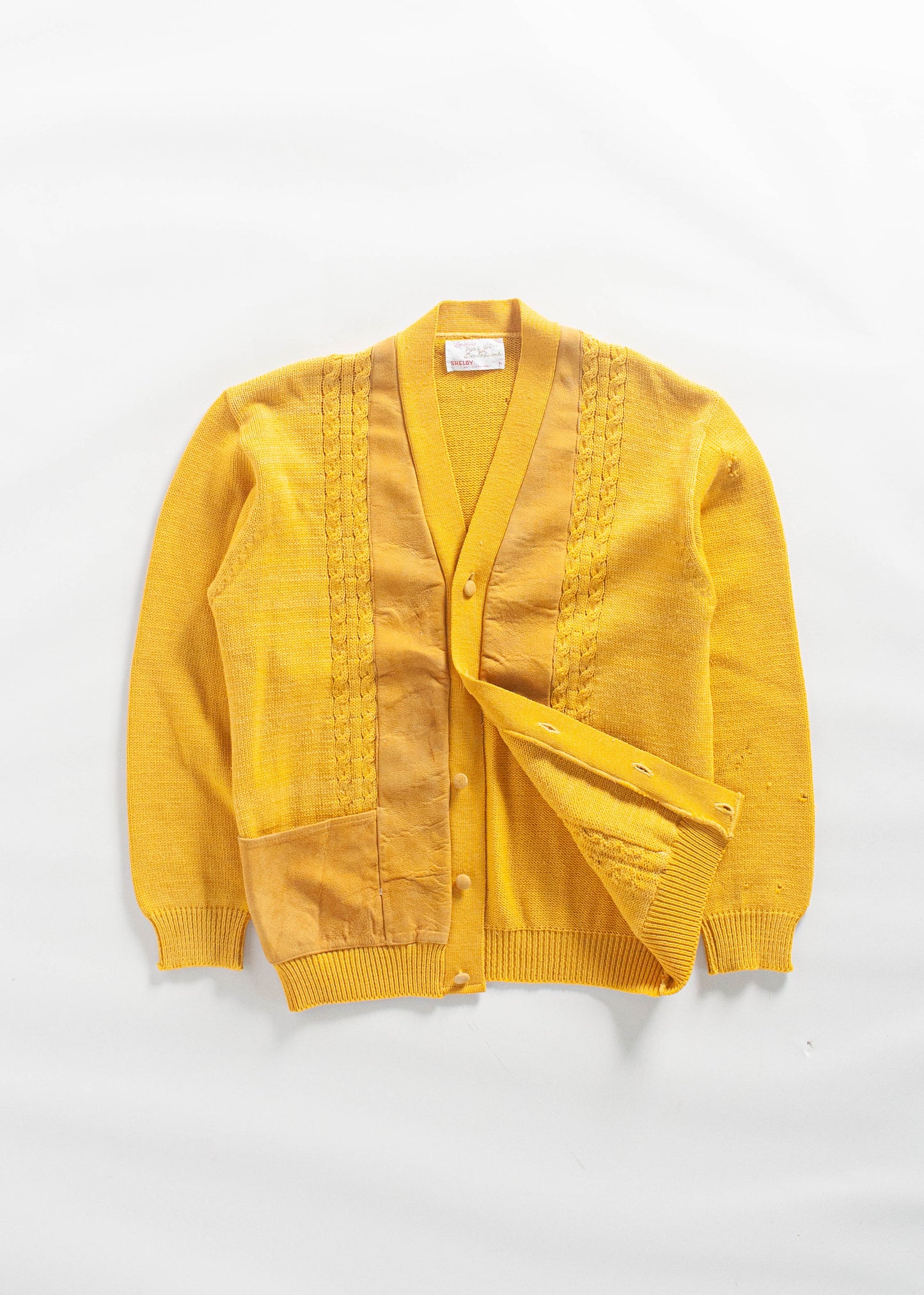 Vintage 1980s Shelby Wool and Suede Cardigan Size M/L