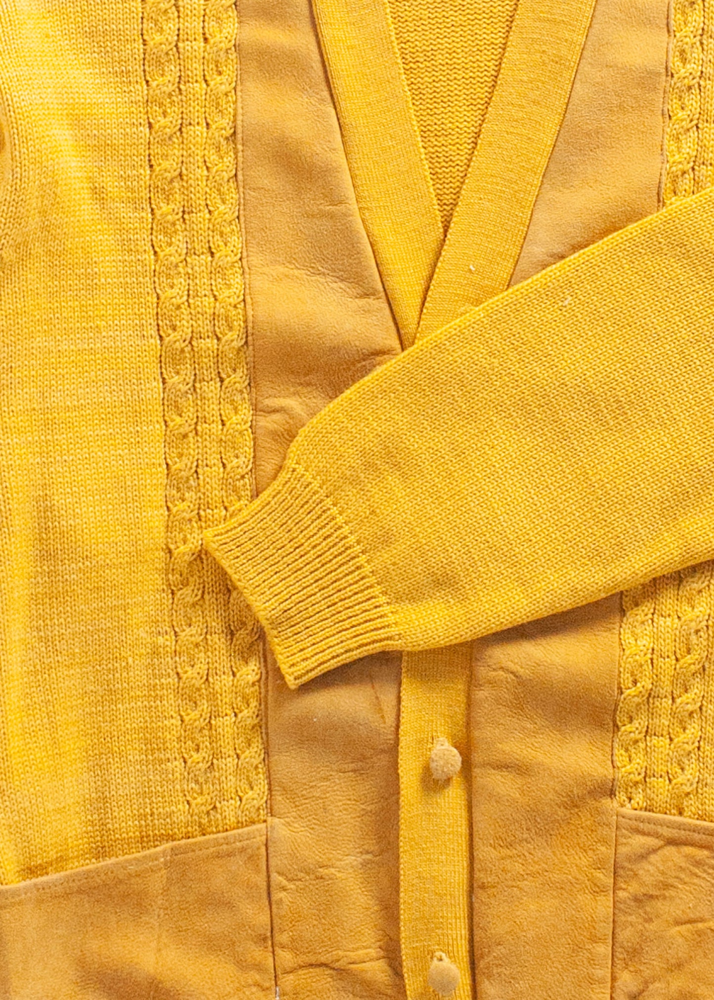 Vintage 1980s Shelby Wool and Suede Cardigan Size M/L