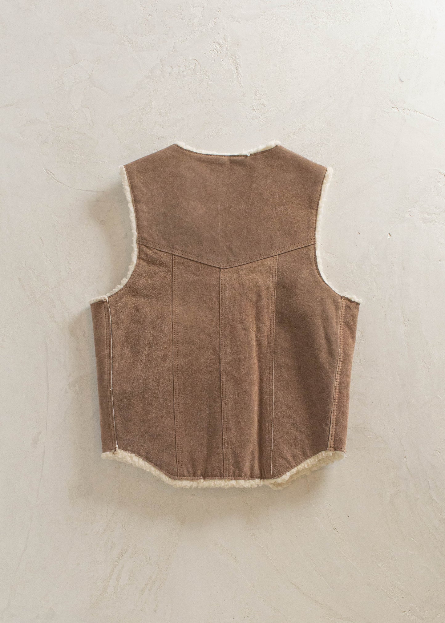 1970s Genuine Leather Suede Sherpa Lined Vest Size S/M