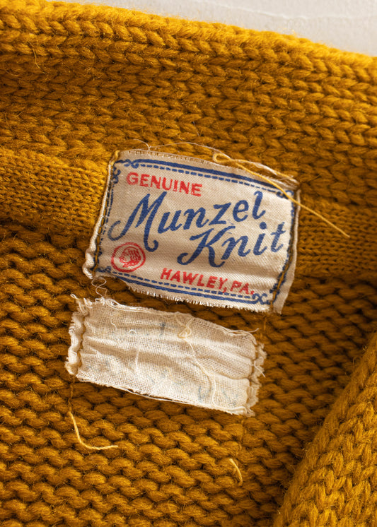 1950s Munzel Knit Wool Varsity Cardigan Size XS/S