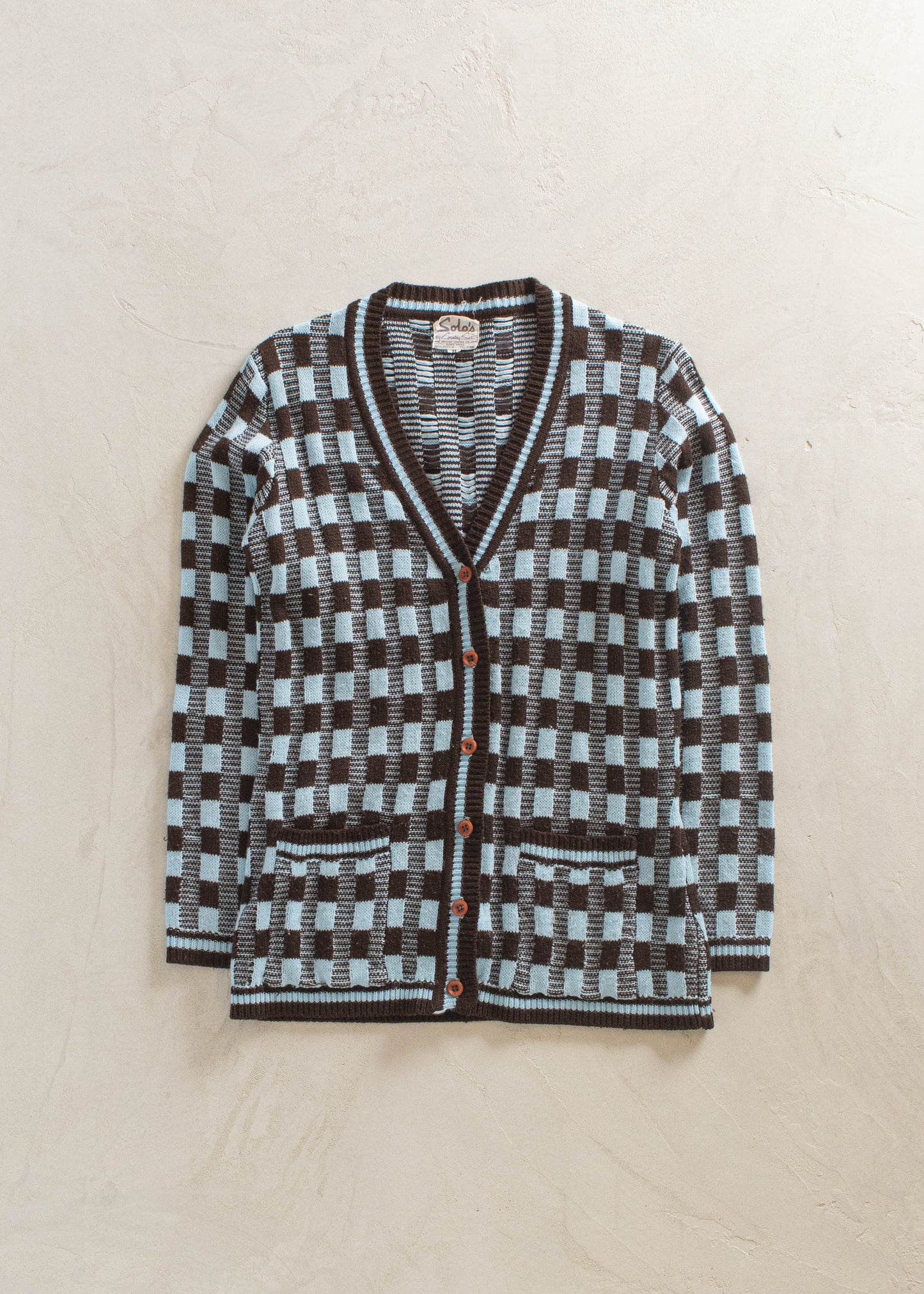 1980s Country Set Plaid Pattern Knit Cardigan Size XS/S