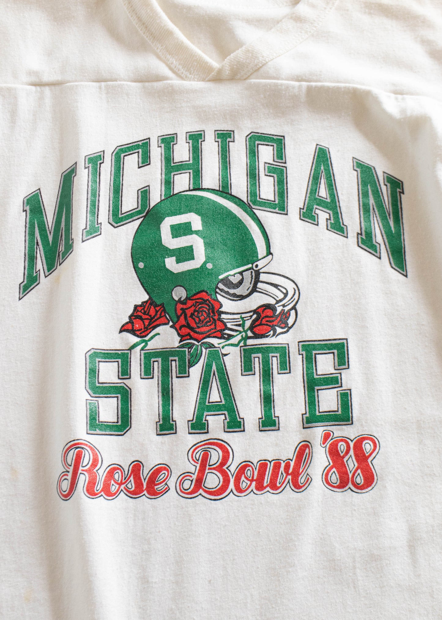 1980s Russel Athletic Michigan State Rose Bowl Long Sleeve Sport Jersey Size M/L