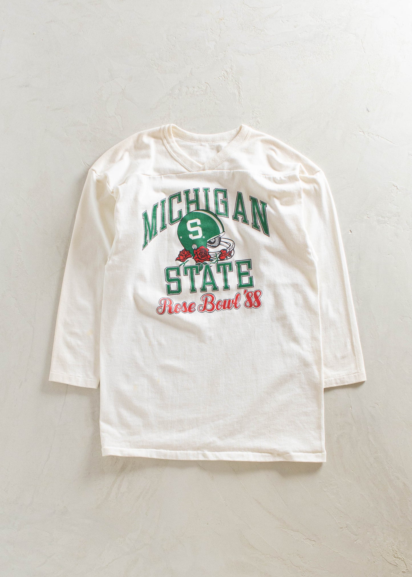 1980s Russel Athletic Michigan State Rose Bowl Long Sleeve Sport Jersey Size M/L