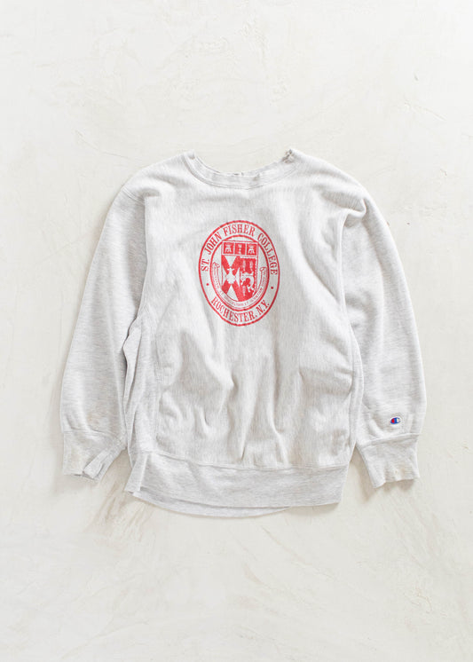 Vintage 1980s Champion "St-John Fisher College" Reverse Weave Warmup Sweatshirt Size M/L