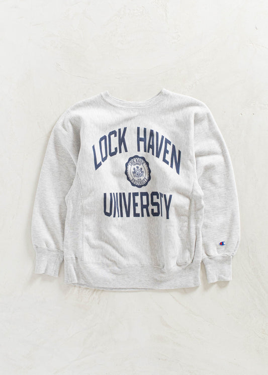 Vintage 1980s Champion "Lock Haven University" Reverse Weave Warmup Sweatshirt Size S/M