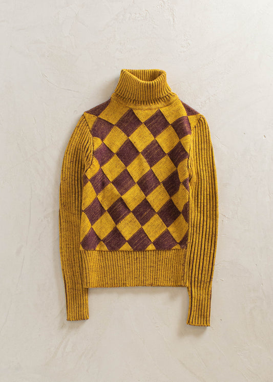 1970s White Stag Diamond Pattern Turtleneck Sweater Size 2XS/XS