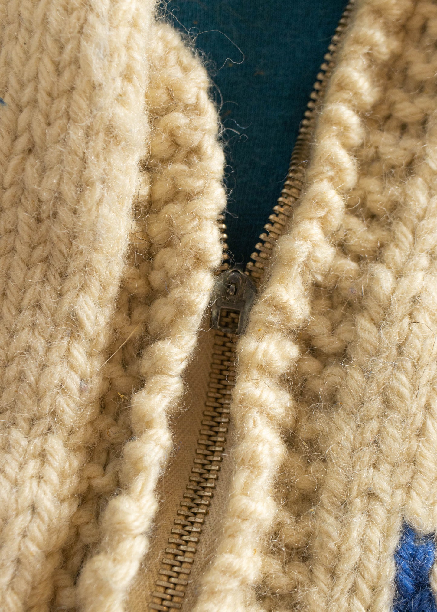 1980s Football Pattern Cowichan Style Wool Cardigan Size S/M