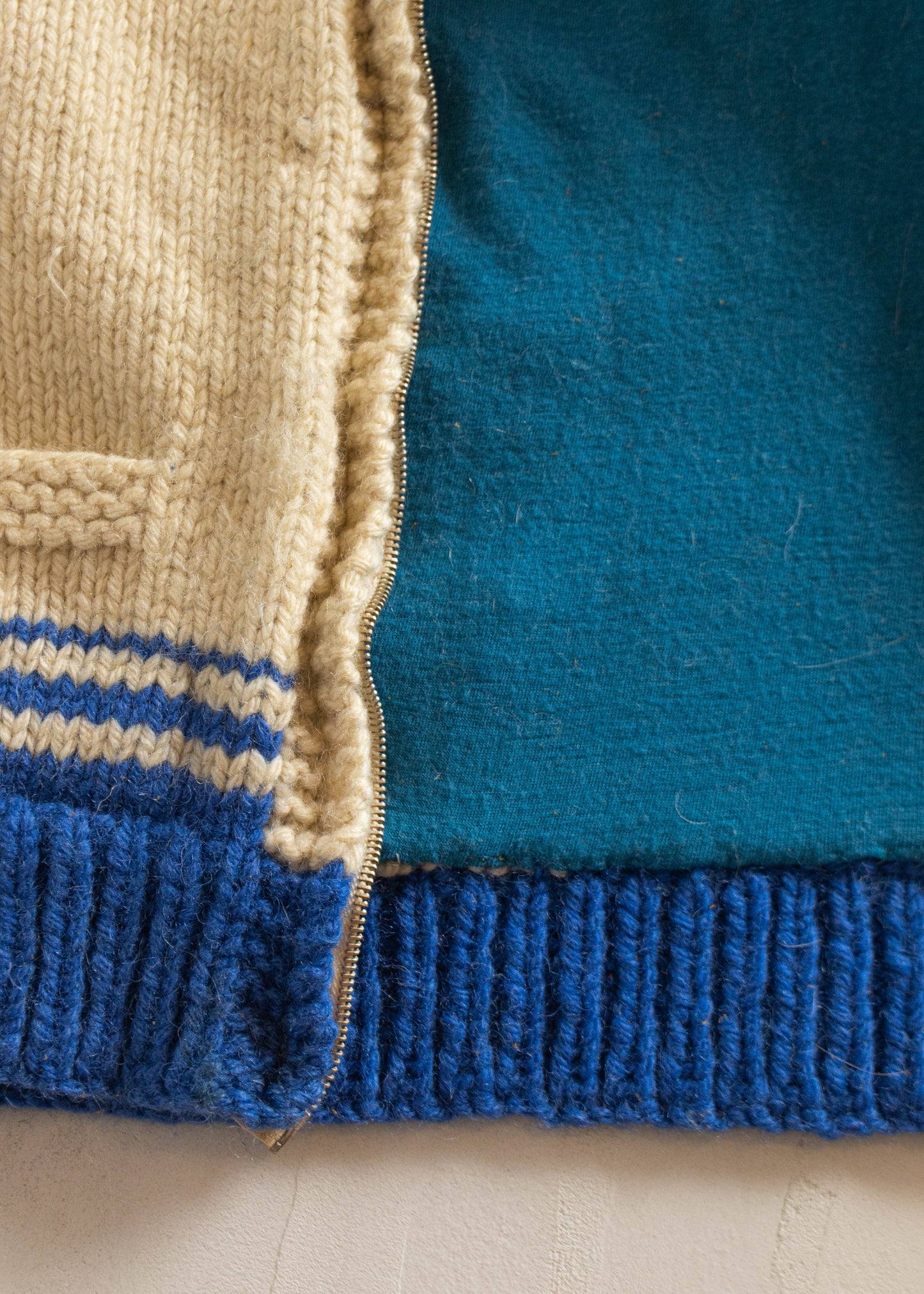1980s Football Pattern Cowichan Style Wool Cardigan Size S/M