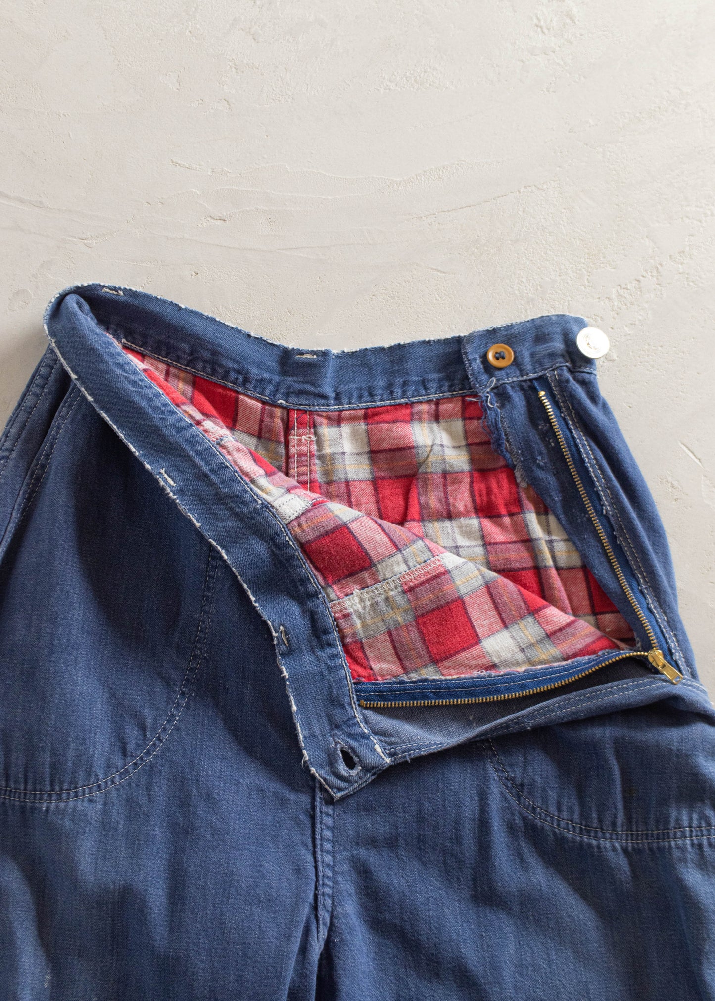 Vintage 1940s Side Zip Darkwash Jeans Size Women's 24