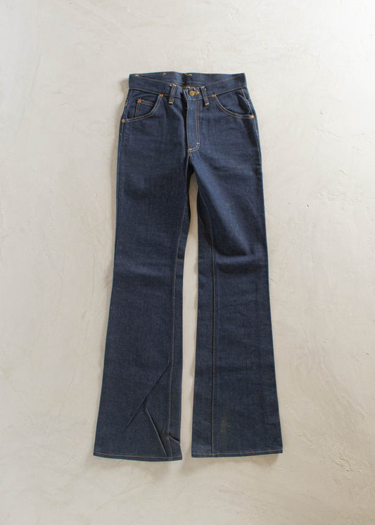 1970s Deadstock Lee Rider Darkwash Flared Jeans Size Women's 26 Men's 30