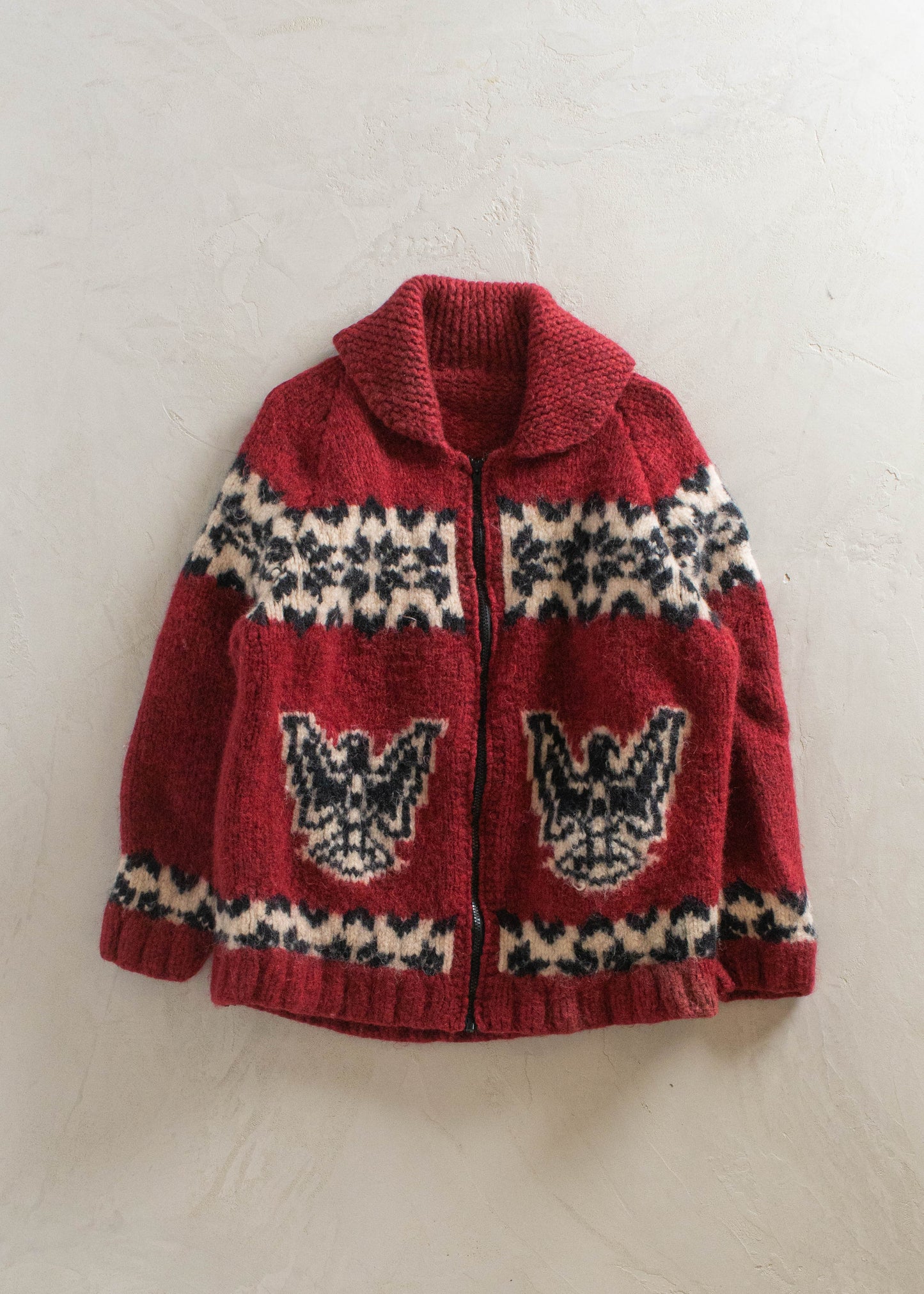 1980s Thunder Bird Cowichan Style Wool Cardigan Size S/M