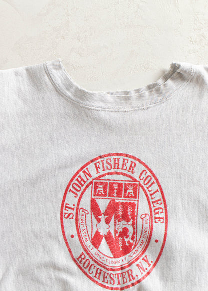 Vintage 1980s Champion "St-John Fisher College" Reverse Weave Warmup Sweatshirt Size M/L