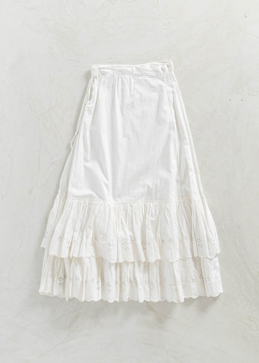 Antique 1910s Cotton Gauze Petticoat Skirt Size Women's 23