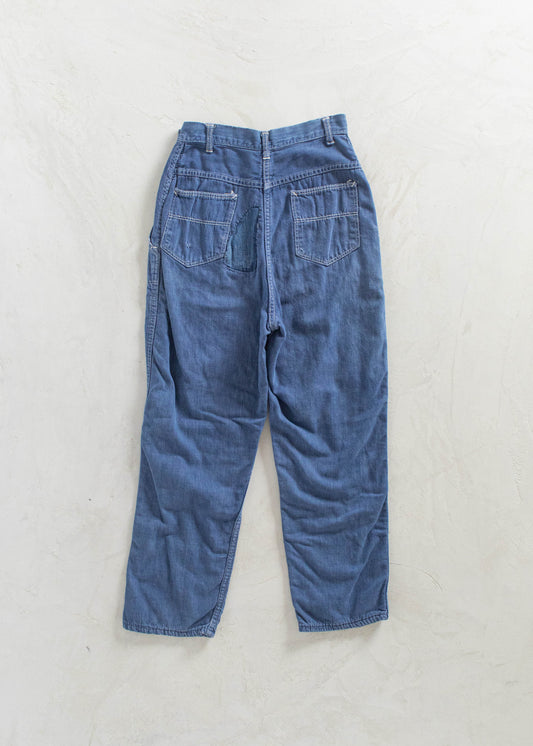 Vintage 1940s Side Zip Darkwash Jeans Size Women's 24