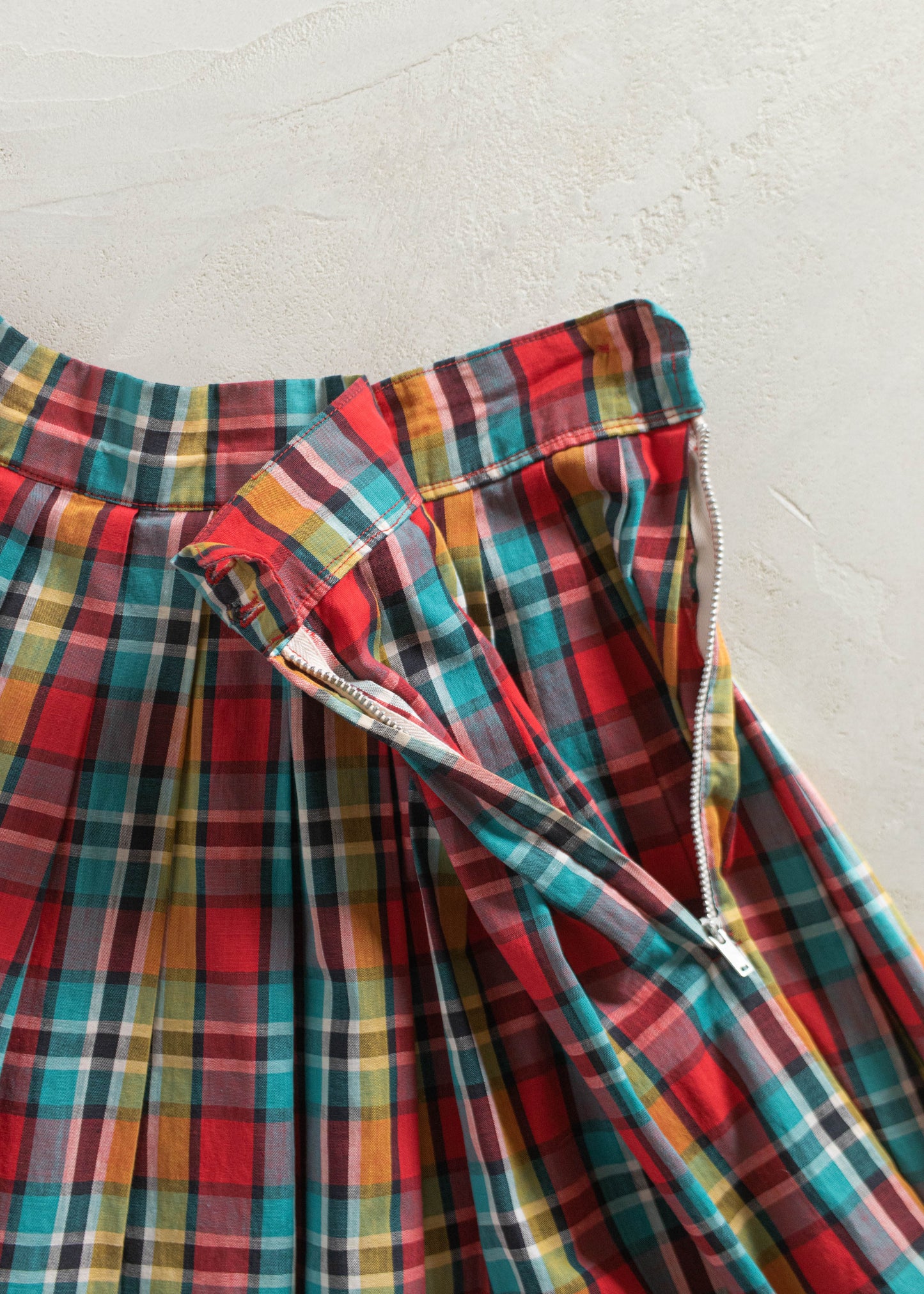 Vintage 1980s Handmade Plaid Pattern Midi Skirt Size Women's 23